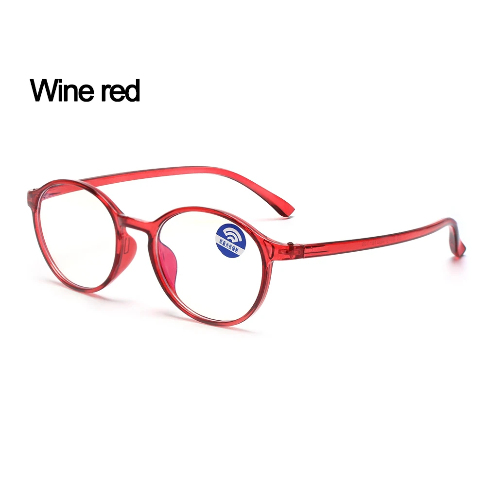 Wine Red 1 шт., классическая круглая оправа TR90, плоское зеркало, анти-синий светильник, очки для защиты от излучения, ультра-светильник, гибкие очки для ухода - Цвет оправы: Wine Red