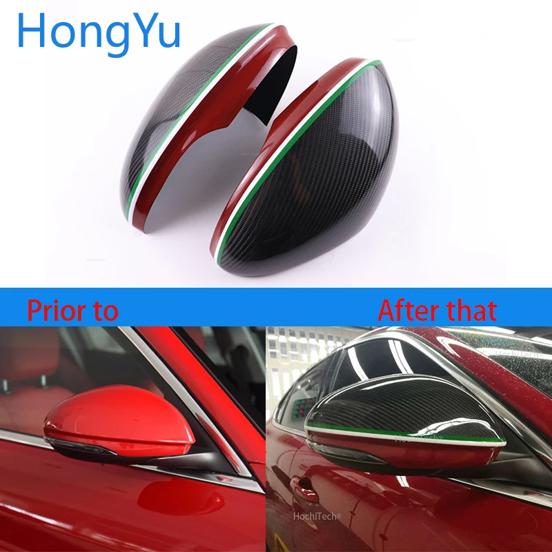 Чехол для зеркала заднего вида Alfa Romeo Stelvio 2016 2019 из углеродного волокна|Зеркала и