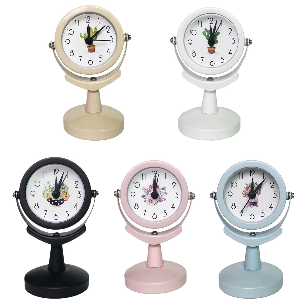 2inch Small Round Silent Sweep Analog Alarm Clock, Non Ticking, Time, Battery Power, Easy to Read, Retro Elegance Style