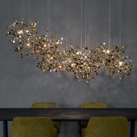 hand made stainless steel leaf chandelier lamp for living roombedroom home deor lighting