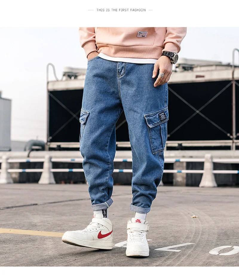 Zogaa мужские джинсовые штаны 2019 Новый Уличная синий хип хоп комбинезон с карманами