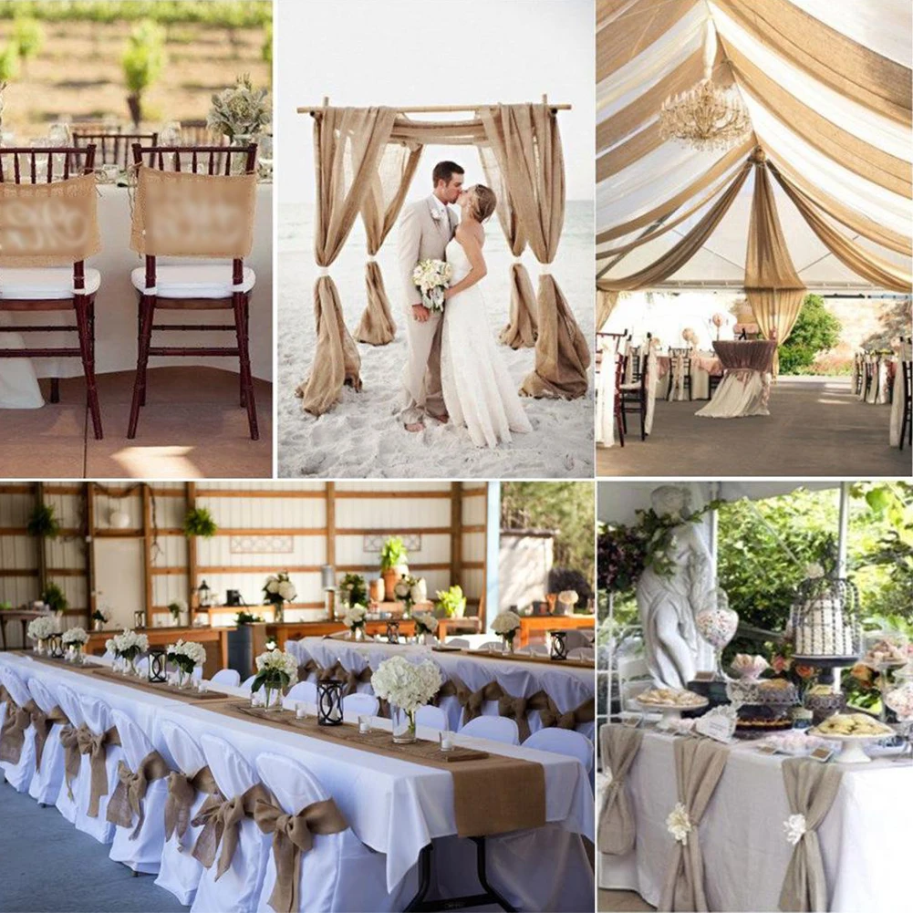 

Hessian Table Vintage Jute Runner Sewed Edge Jute Linen Burlap Vintage Farmhouse Decor For Wedding Festival Party Event Decor