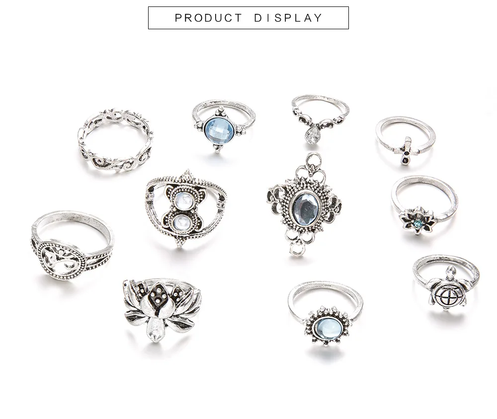 Набор колец в богемном стиле для женщин Винтажные Украшения бохо с лотосом