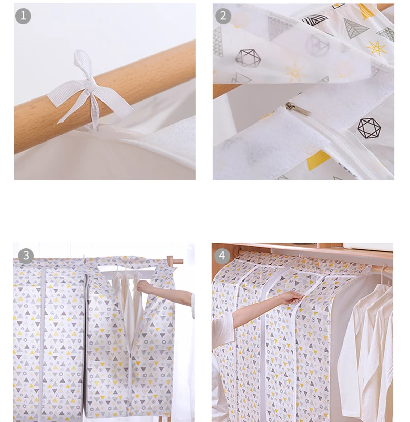 

3D Zipper Dust Clothes Cover Clothes Storage Wardrobe Suit Bags Closet Hangers Case Clothing Cover Dust Bag Hanging Organizer 1P