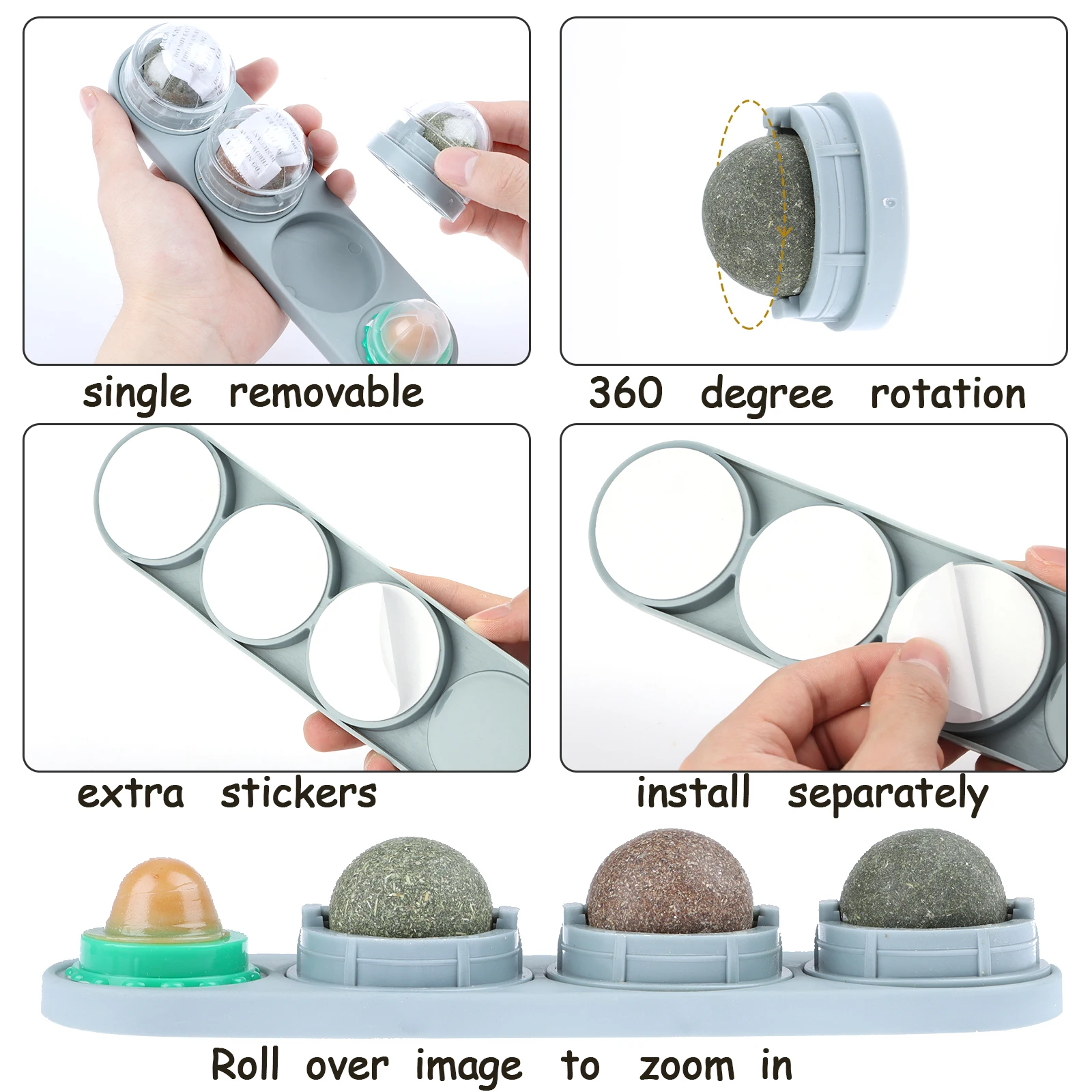 2 Pcs Catnip Wall Ball with 4 Toys | Дом и сад