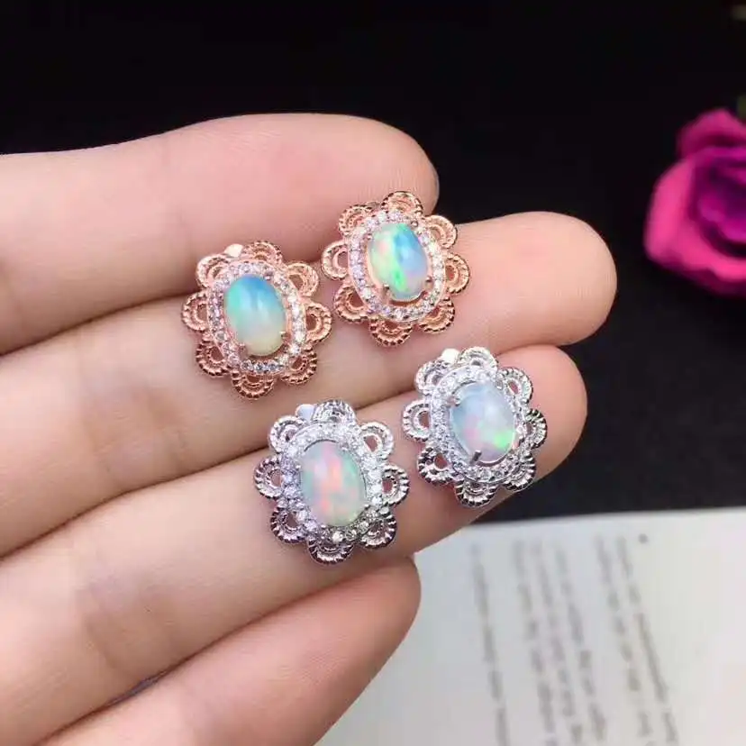 

Стихийных бедствий и настоящие серьги с опалом S925 стерлингового серебра, элегантное Ювелирное Украшение для женщин серьги