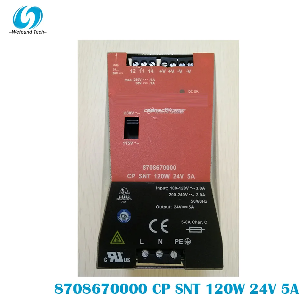 Original For Weidmüller 8708670000 CP SNT 120W 24V 5A Rail Switching Power Supply Single Phase, 100% Tested BeforeShipment