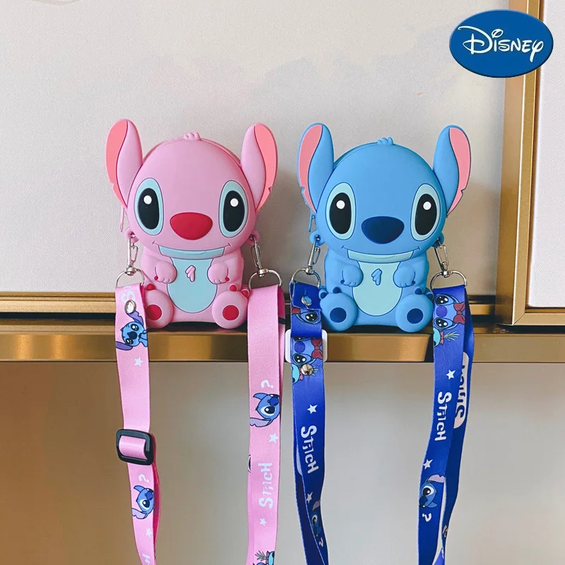 

Disney Stirch Children Shoulder Bag Waterproof Silicone Bag Baby Girl Kindergarten Primary coin purse cartoon bag storage bag