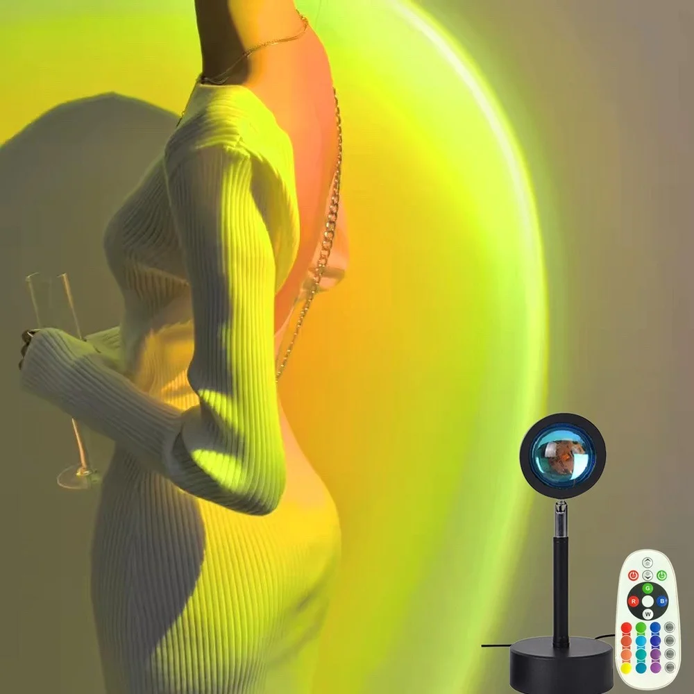 

Remote Control Color Adjustable RGB Sunset Light lamp Rainbow Atmosphere Light,cafe Background Bedroom Wall Decoration sun Light