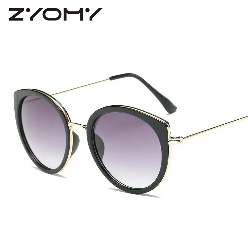 

Круглые Солнцезащитные очки Q Oculos de sol в стиле ретро, женские брендовые дизайнерские солнцезащитные очки кошачий глаз, винтажные очки UV400