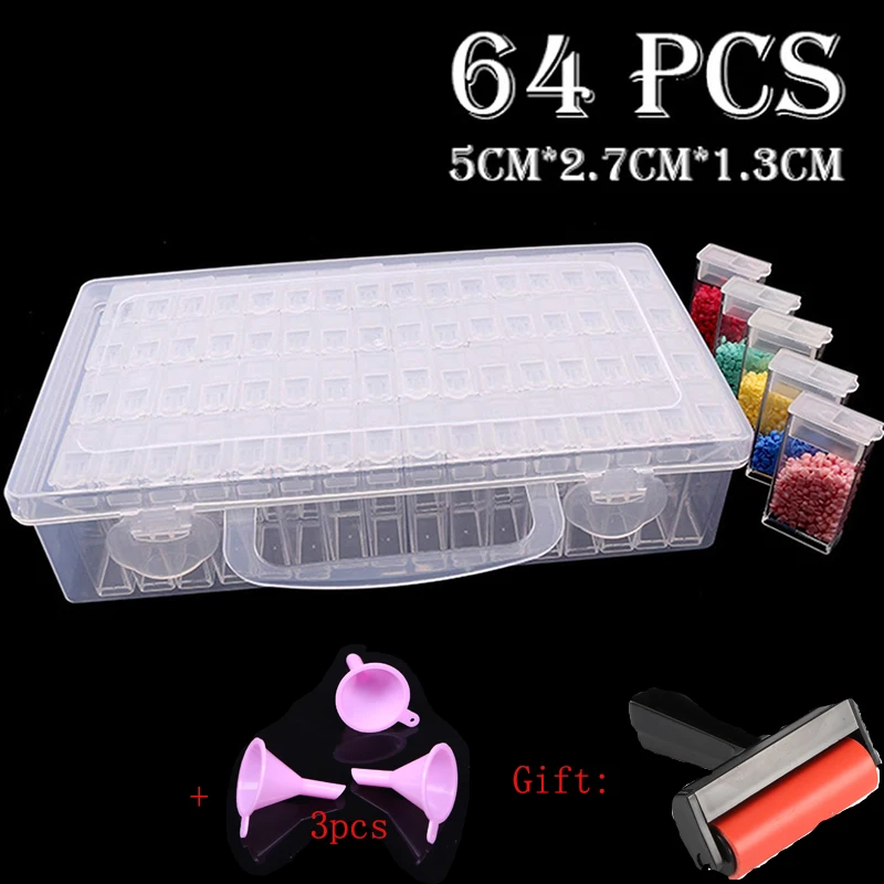 

2020 NEW Arrival 5D Diamond Painting Storage Box Tool Diamond Embroidery Accessories Pen Mosaic Plastic Box +funnel+Roller