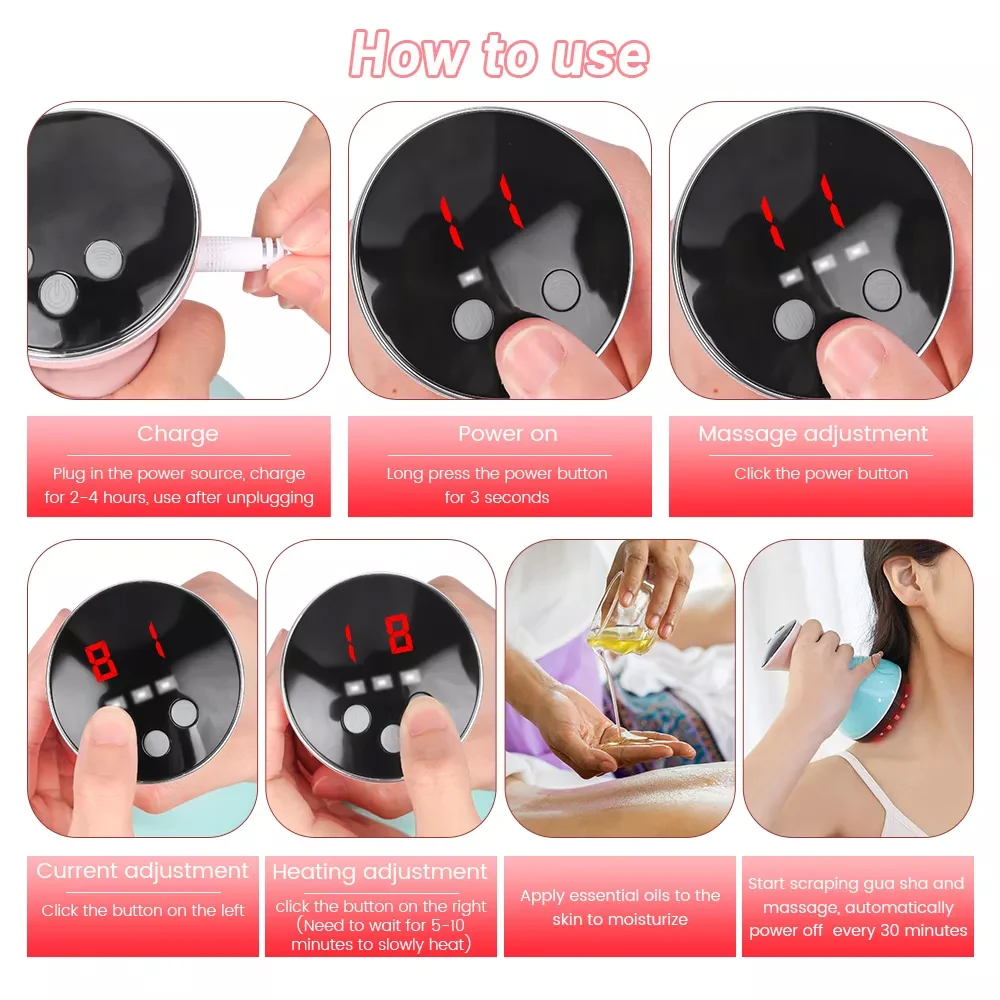 

Electric Scraping Gua Sha Instrument Guasha Massager Suction Vacuum Cupping Massager Meridian Brush Legs Body Massage Device
