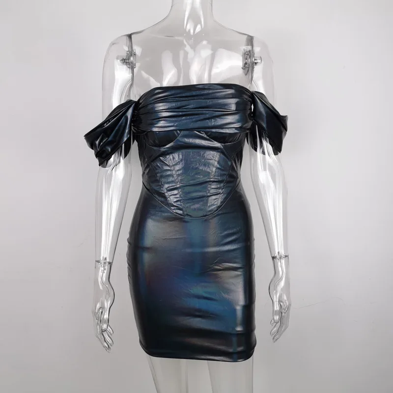 

Summer Dress 2021 Tight-Fitting Strapless Sequined Short Skirt Slim Nightclub Off-Shoulder Glowing with Chest Pad Party Dress