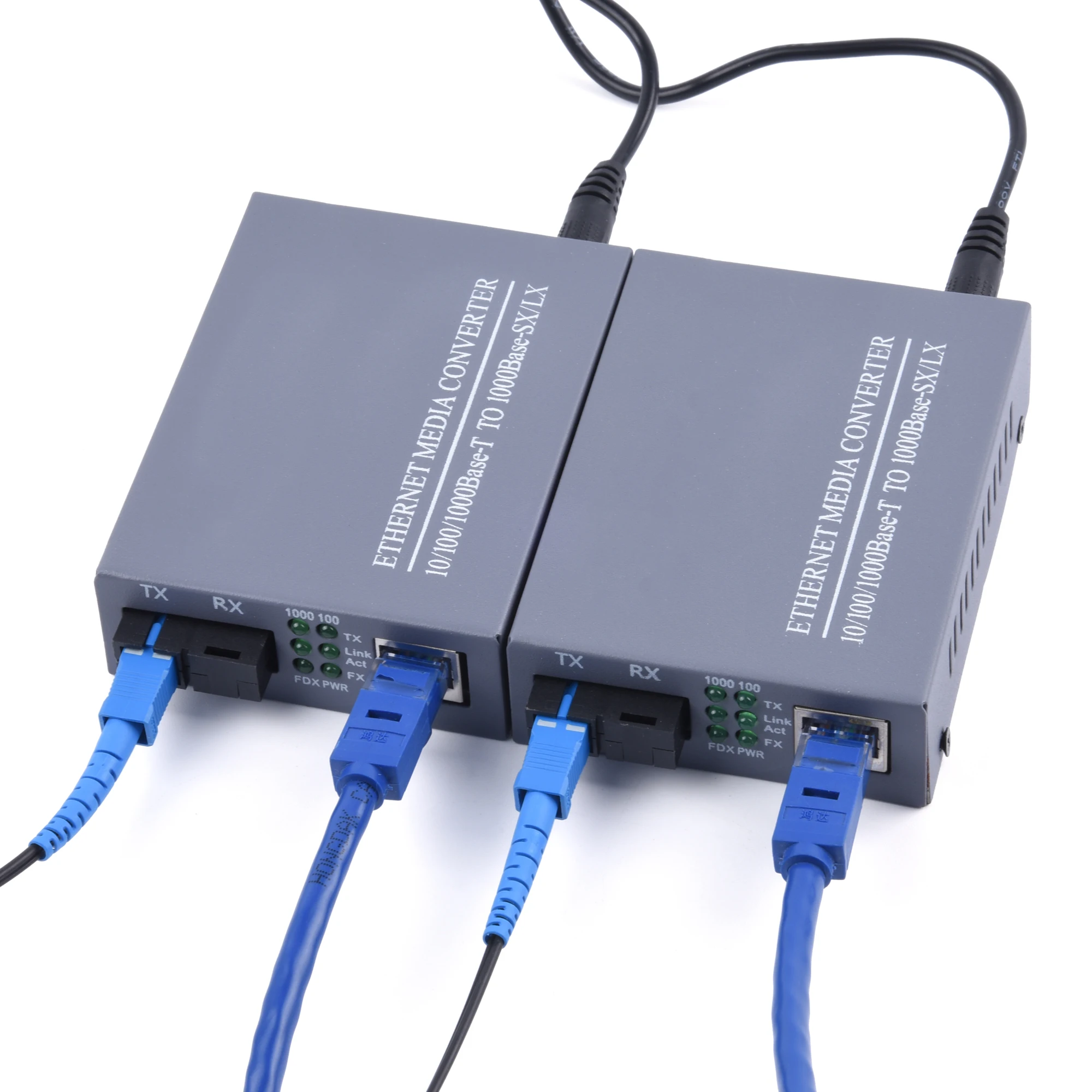 Gigabit Fiber Optical Media Converter 10/100/1000Mbps Single Mode 20Km UPC/APC SC-Port External Power Supply