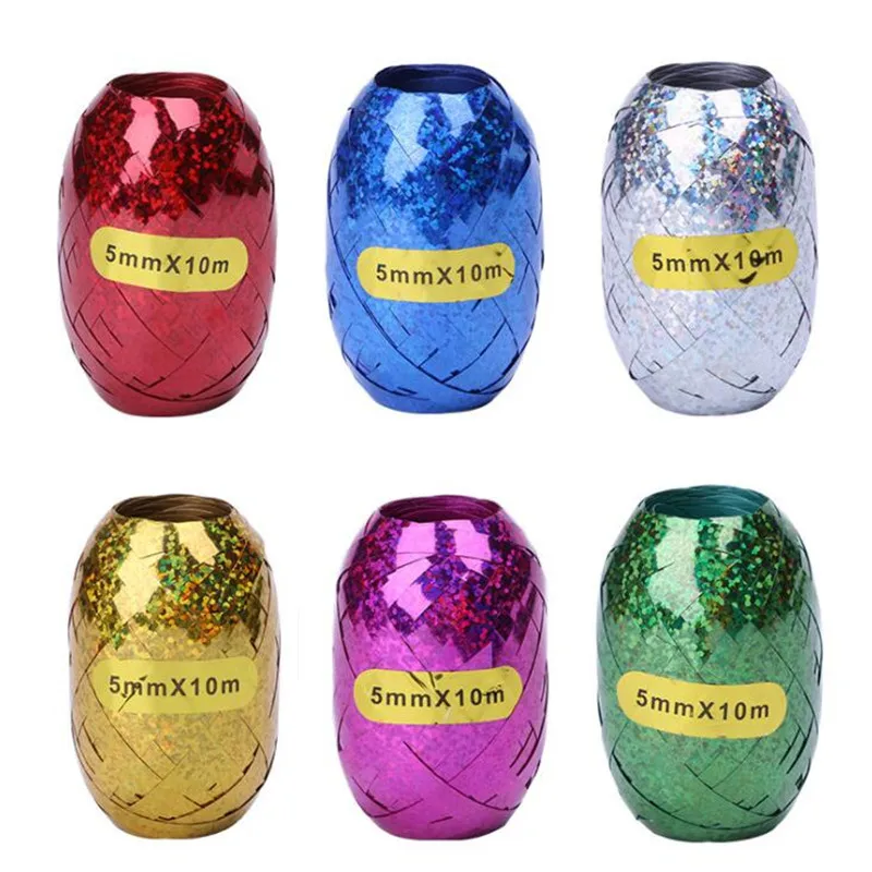 

Multicolor foil Balloon Rope balloon Ribbon 5mm*10m Wedding Birthday Party balloon tool Curling ribbon Roll Ballon Streamer