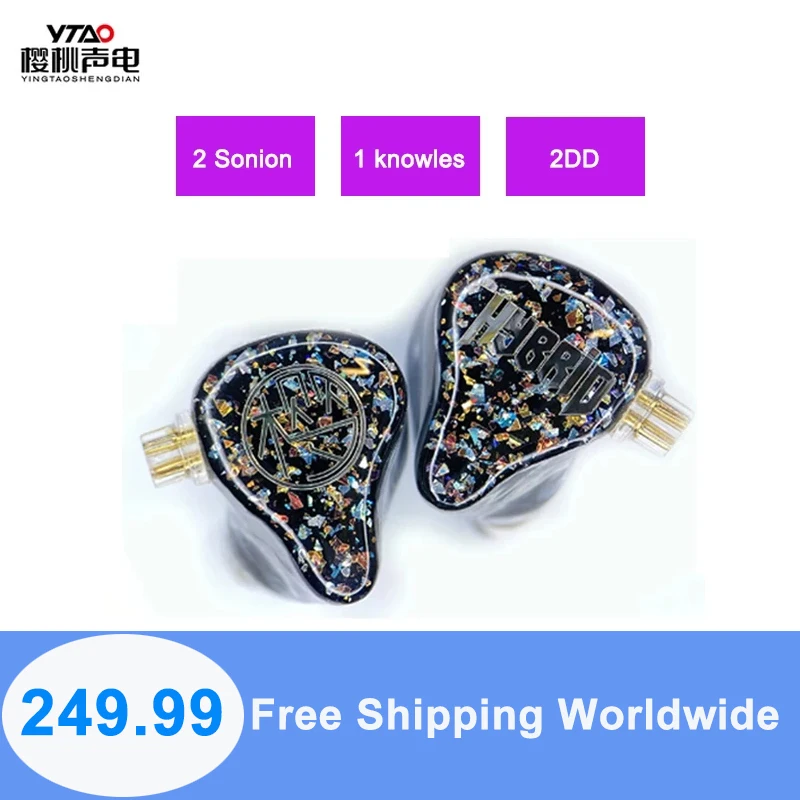 

YTAO Crystal 2DD+3BA Flagship In-ear HIFI DJ Monitor Earphone 3D Printing Resin Driver Unit HIFI 2 Pin 0.78mm