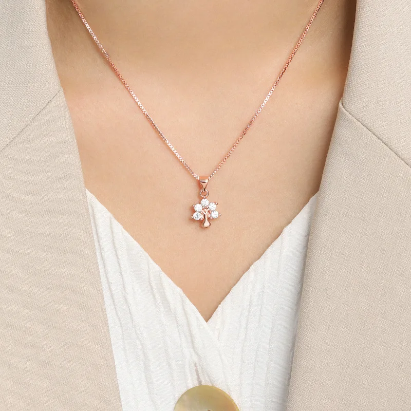

Tree of Life Crystal Small Pendant Necklace for Women Lucky Rose Gold Silver Color Elegant Women Jewelry Chains Necklace Gift