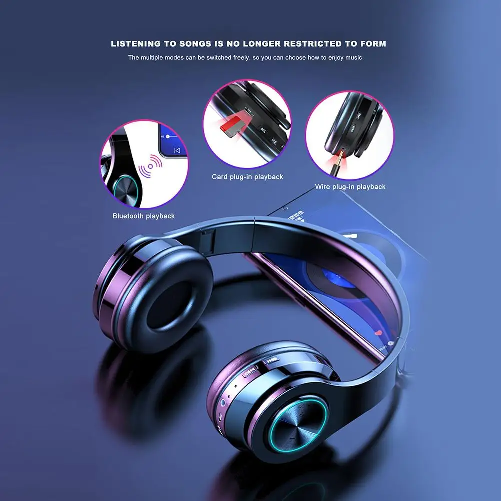 Цветные наушники T6 с градиенсветильник светом шумоподавление 350 мАч Hi-Fi стерео