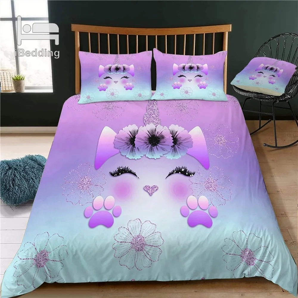 Комплект постельного белья с 3D принтом единорога комплект пододеяльником