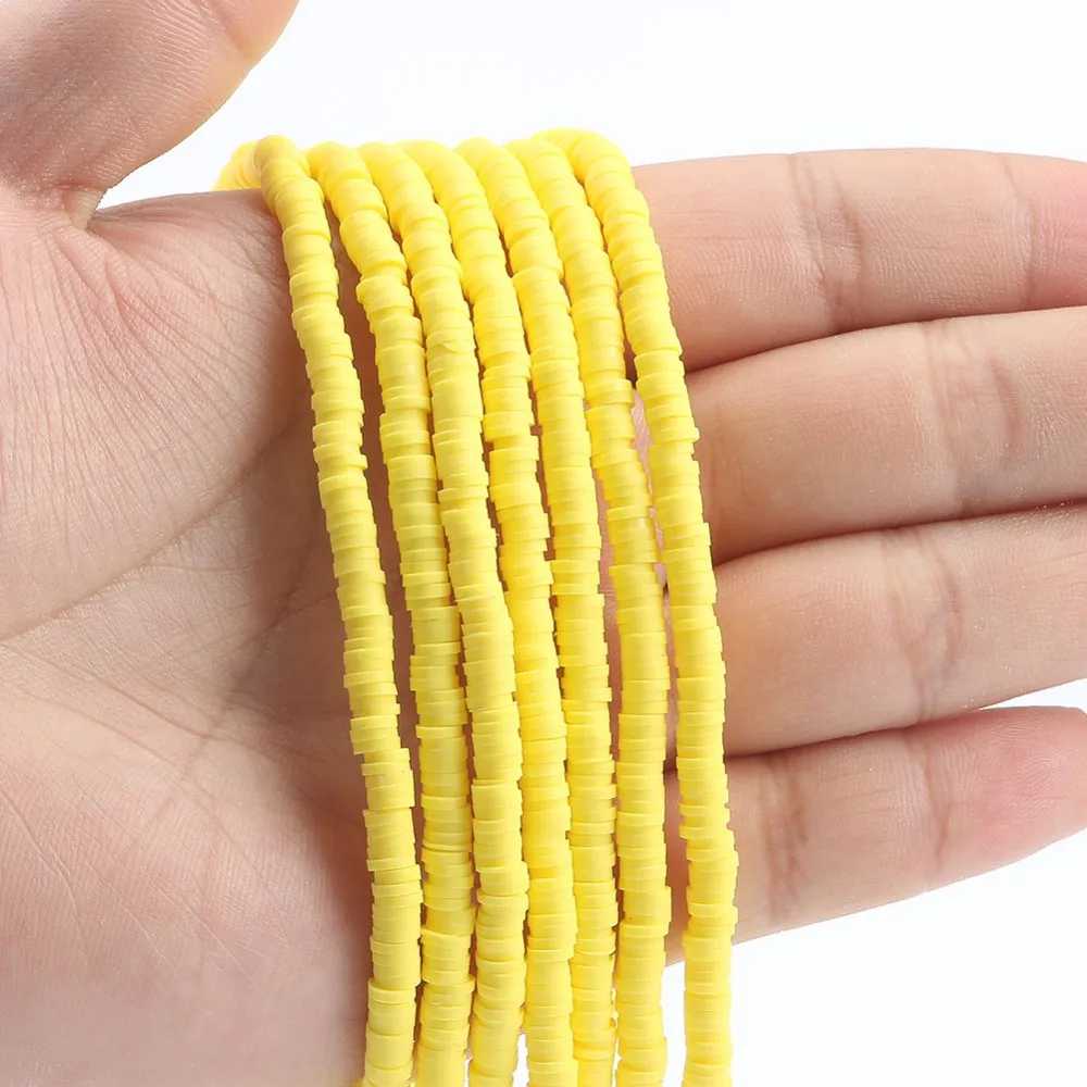 

Yellow Clay Beads Flat Round Disk Beads Loose Spacer Polymer Clay Beads For DIY Jewelry Earring Bracelet Findings 15'' 4mm 6mm