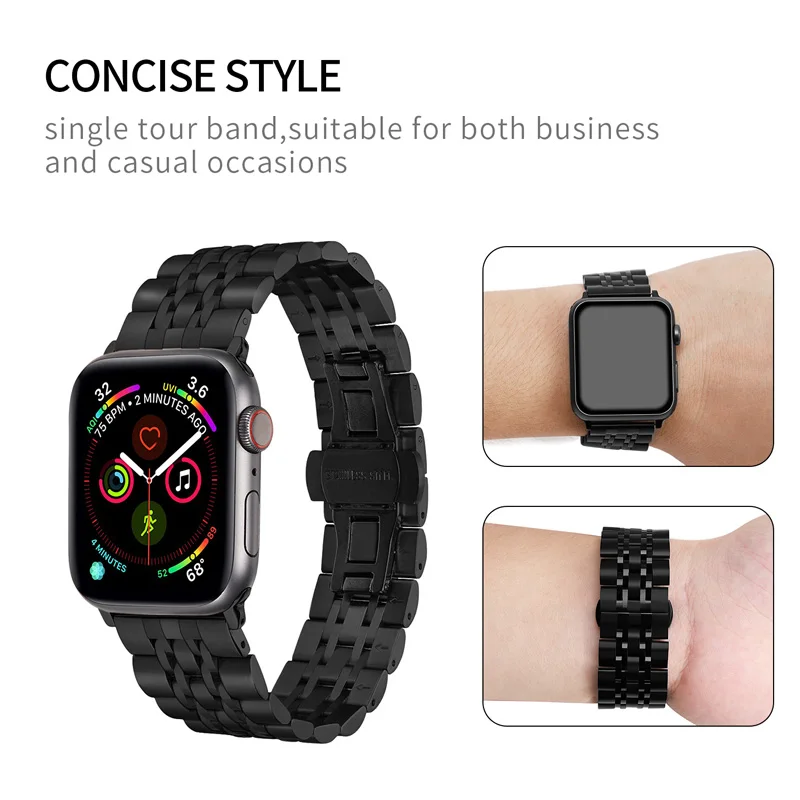 Металлический ремешок для часов Для Apple Watch 4 44мм 40мм ремешок Ссылка Браслет Для серии iwatch 3 2 1 38 мм 42 мм Сменная лента Для женщин Мужчины полоса из нержавеющей стали