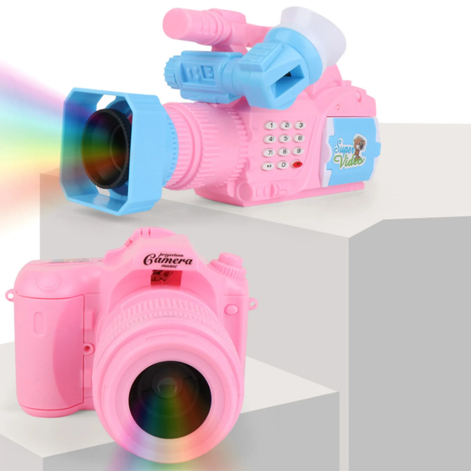 

Kids Projection Camera Projection Simulation Light Music Video Recorder With Projection Flashlight Birthday Gifts For Children