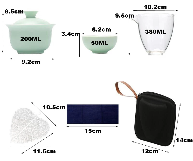 Portable Travel Tea Set Gift Teaset With Handbag Chinese GAIWAN Kung Fu Cups Coffee Cup Maker Table Ornament | Дом и сад