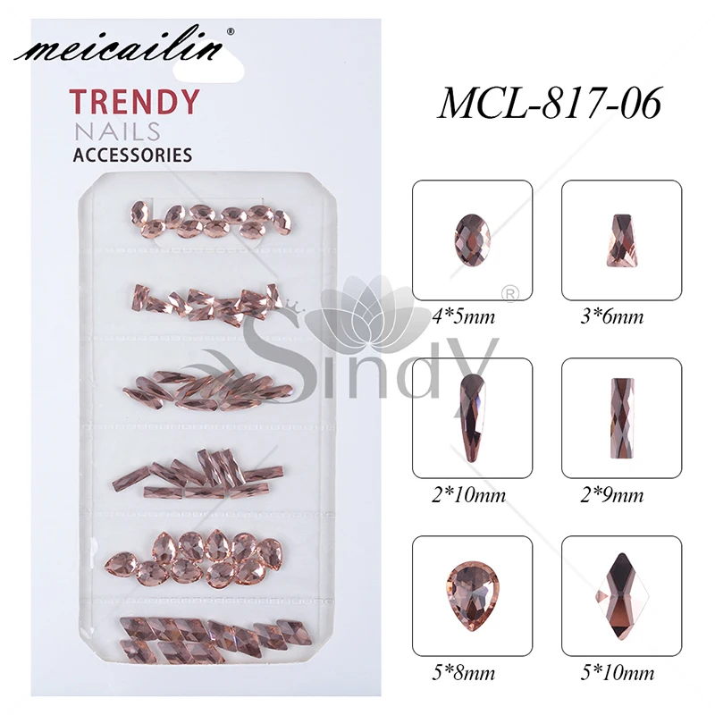 MCL-817-06 60 шт смешанный стиль Стразы для ногтей дизайн для украшения для ногтей Хрустальные стеклянные амулеты перегородки аксессуары для ногтей набор - Цвет: MCL-817-06