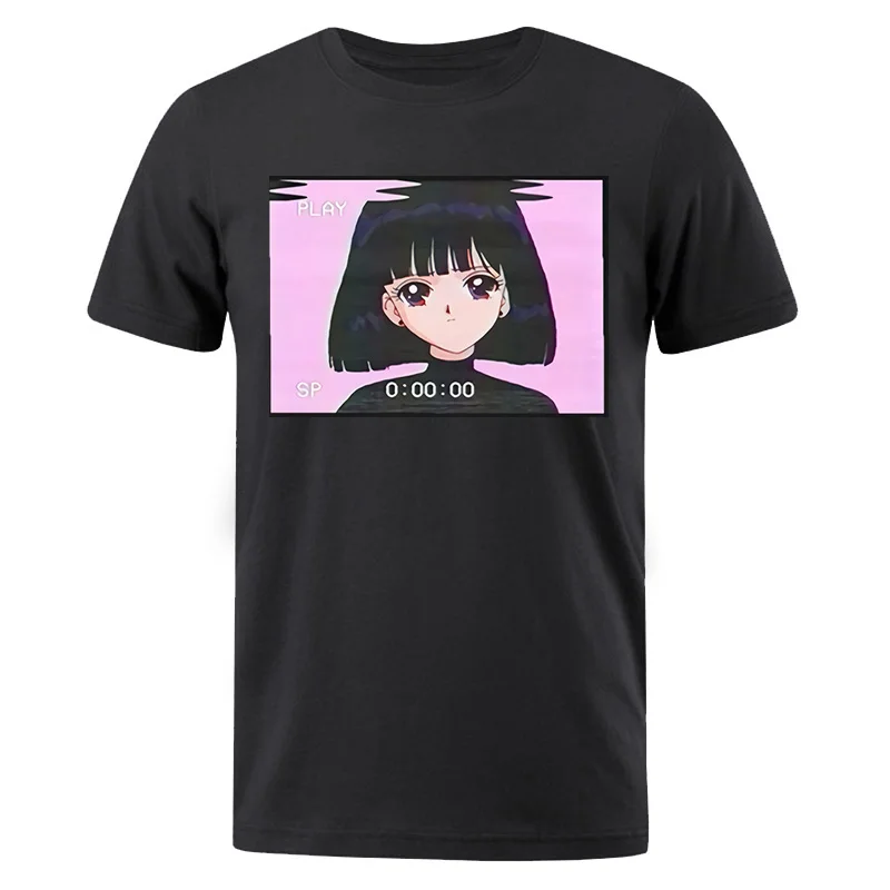 Горячая Распродажа Летние мужские футболки модные Sad Girl японское Ретро аниме