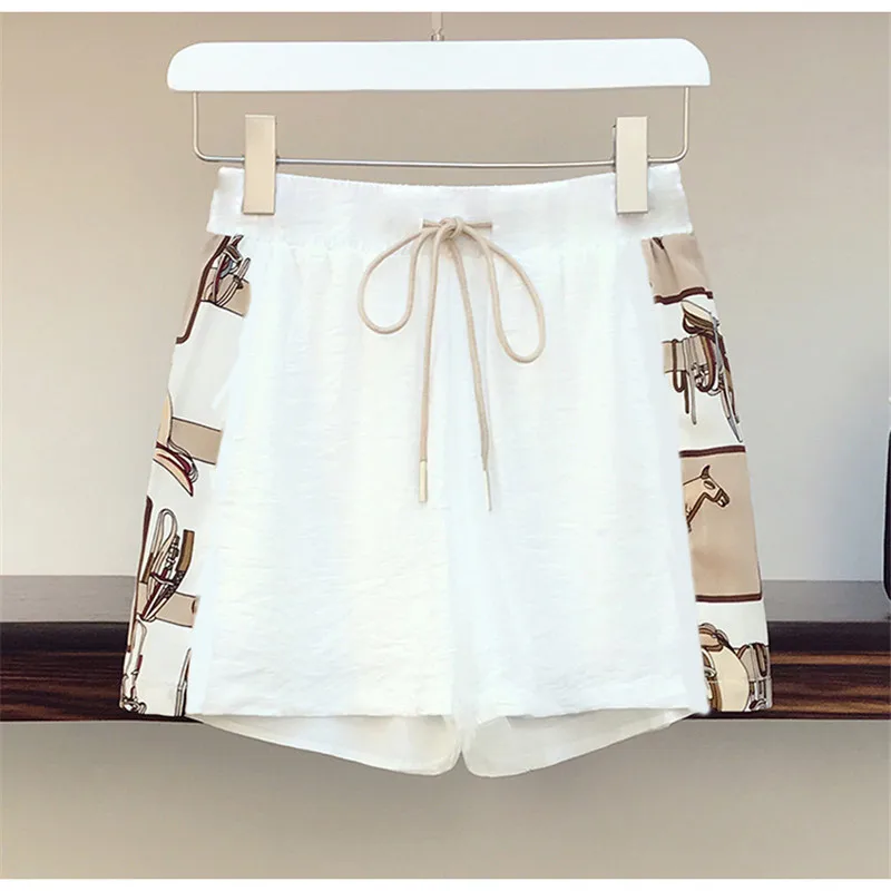 

M-4XL Plus Size Summer Tracksuit Women Two Piece Set O-Neck Short Sleeve Print T-Shirt + Shorts Suits Fashion Casual 2 Pcs Sets