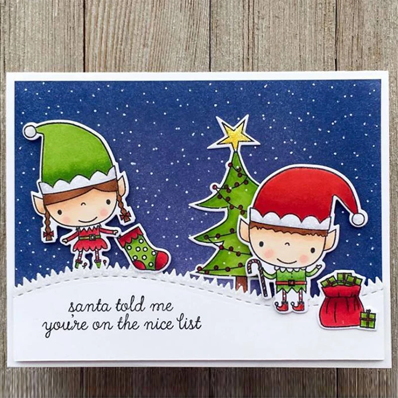 Elfs отправить вам Рождество Cheer прозрачные силиконовые + фраз для DIY скрапбукинга