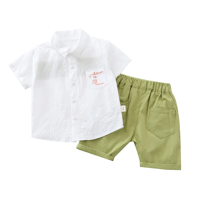 

Детский хлопковый костюм, рубашка и шорты с надписью, 2 шт./компл.