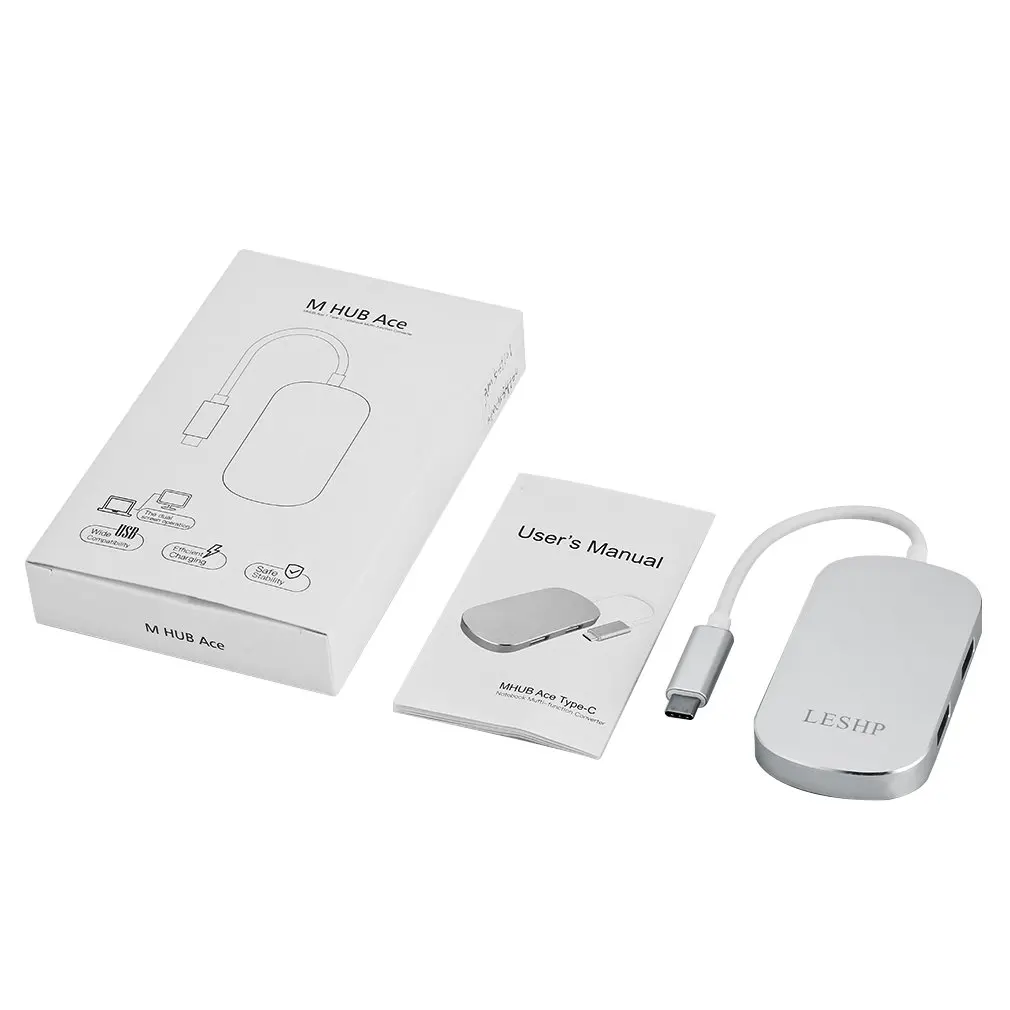 

Портативный ноутбук LESHP MHUB1 Ace Type-C многофункциональный конвертер Широкая совместимость с USB эффективная зарядка безопасная стабильность