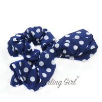 furling girl 1 pc chiffon fabric polka dots bow elastic hair bands sweet ponytail hair accessories cloth headwear