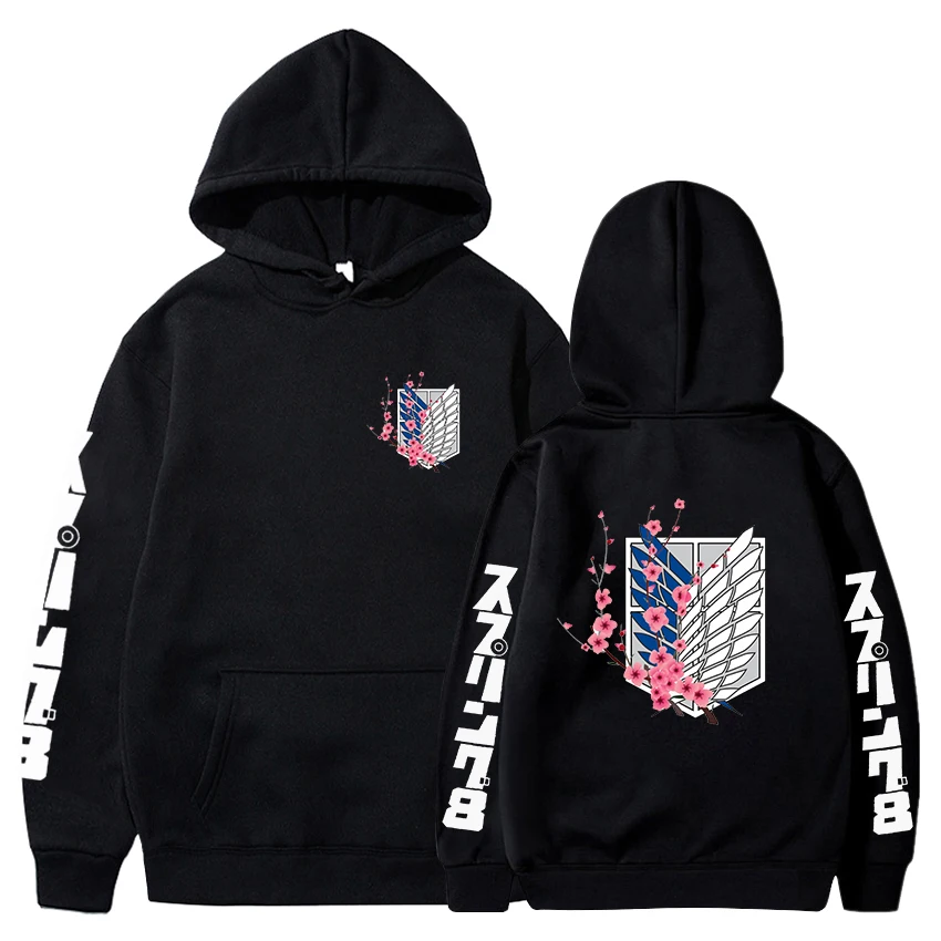 

2021 Sweatshirt Hoodie Japan Anime Attack on Titan Men Streetwear Harajuku Pullover Hoodie Cotton Fleece Winter Autumn Hoodies