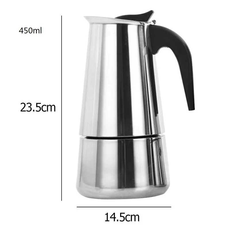 Normal 450ML Нержавеющая сталь фильтр Плита Топ мокко кофе горшок Мока Итальянский Эспрессо кофеварка Перколятор инструмент - Цвет: Normal 450ML