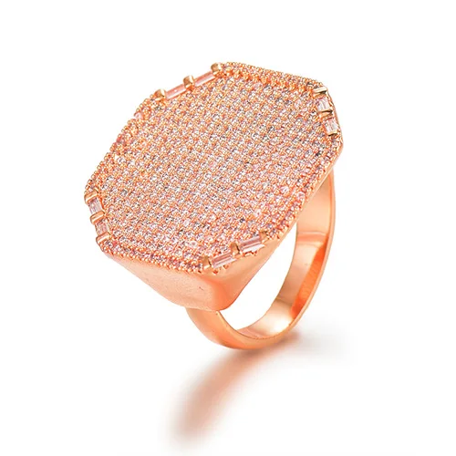 Rose Gold GODKI модные квадратные геометрические кубические циркониевые стопки кольца для женщин кольца для пальцев бусины очаровательное кольцо богемные пляжные украшения - Цвет основного камня: Rose Gold