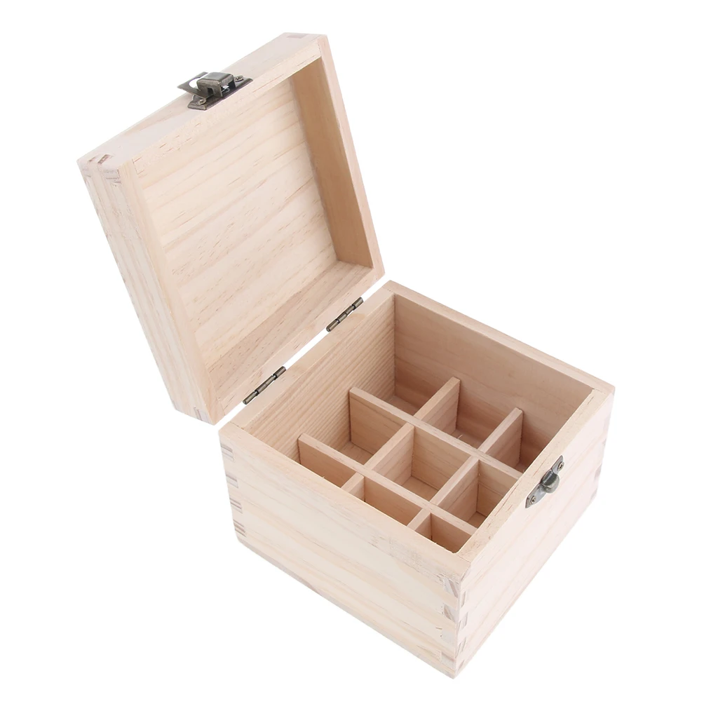 

9 Grids 10ml Aromatherapy Essential Oil Wooden Box Storage Case Container