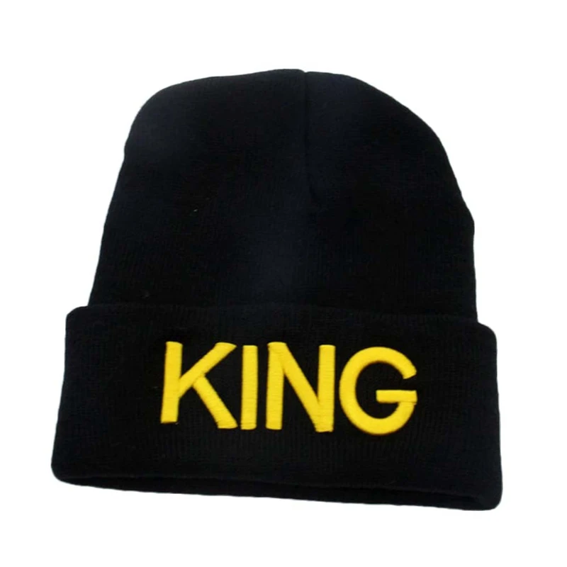 Шапка KING QUEEN зимние шапки пара капот хип-хоп горячая Распродажа для мужчин и женщин теплая вязаная шапка пара теплая зимняя Кепка черный
