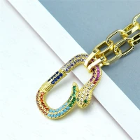 luxurious serpentinestar design chunky chain necklace aaa rainbow cubic zircon can open pendant women choker party gift