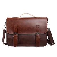 mens laptop leather briefcases business handbags messenger bag large vintage crazy horse leather handbag casual shoulder bags