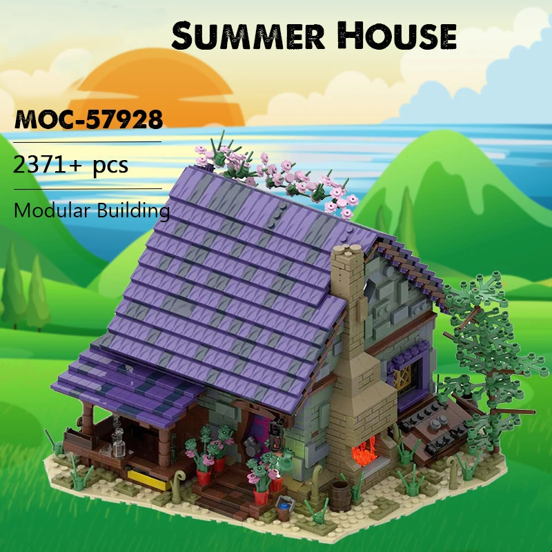 

MOC Summer Flower House Building Blocks Bricks Model Villa The Medieval Smithy Forest Tree Hut DIY City Toys For Children Gifts