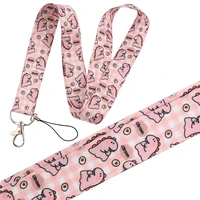 yq601 cute dinosaur lanyard pink phone rope for key id badge holder neck strap keychain hang rope lariat key rings kids gift