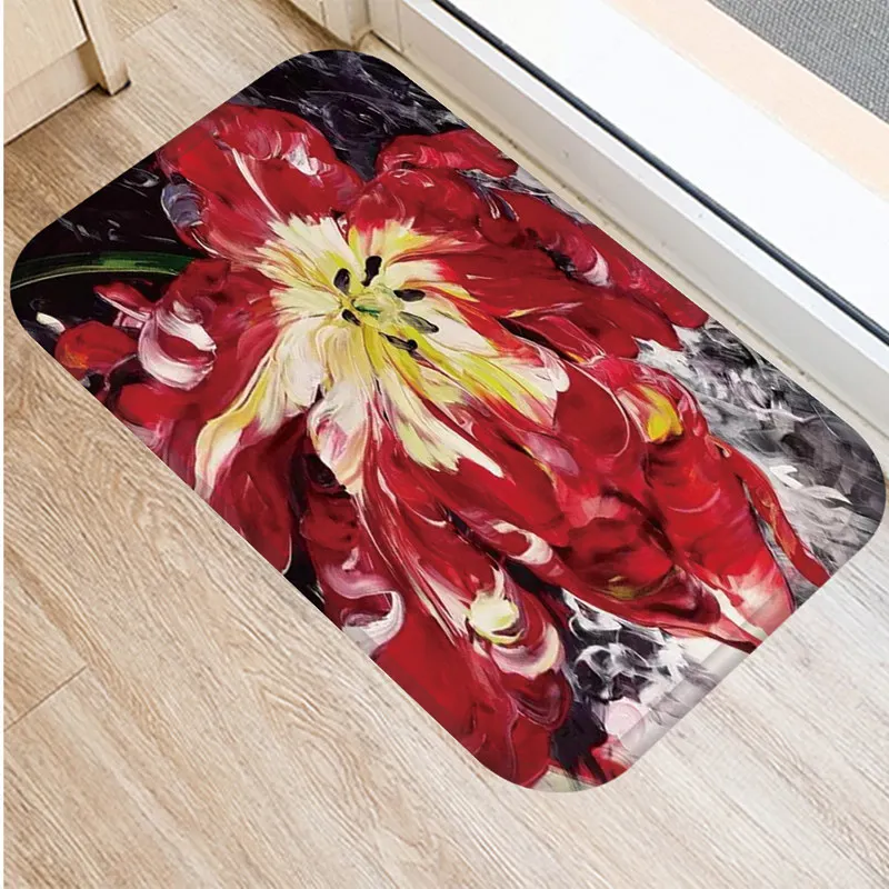 1 шт. 40*60 см Противоскользящий замшевый ковер с цветочным узором дверной коврик