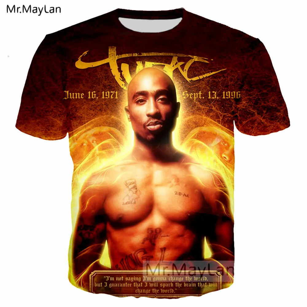 

Summer Trendy Rapper 2pac Tupac T-shirt 3d Printed T-shirt Men's Fashion T-shirt Cool Sportswear Street Alternative Clothing Top