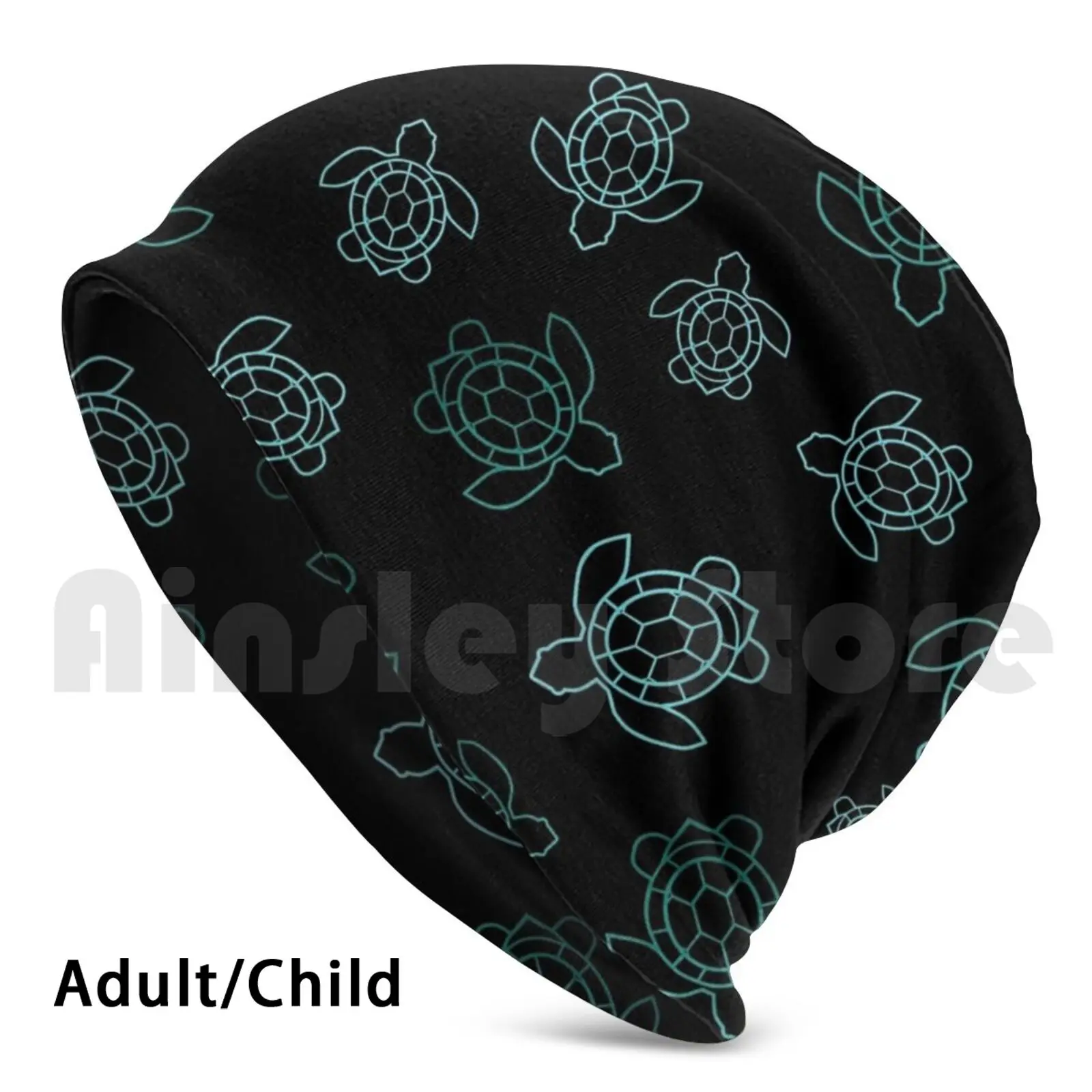 

Blue Turtles On Black Beanies Pullover Cap Comfortable Turtles Animals Under The Sea Sea Turtle Turtle Shell Turtles