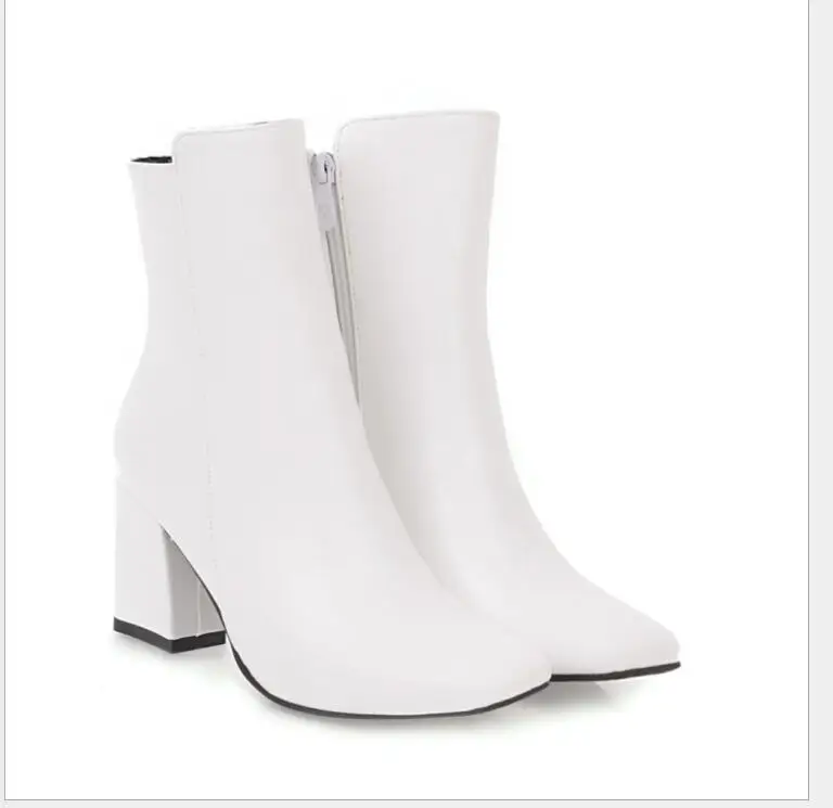 

Classic New Women White Ankle Boots Genuine Leather Boots Female Autumn Winter Shoes Woman Red Motorcycle Boots Spring Winter