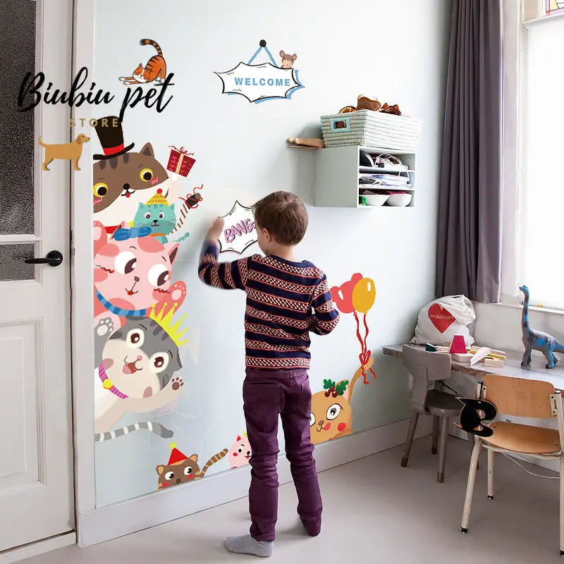 

3D стерео, кошка, Настенный декор, наклейка для спальни, прикроватный теплый креативный фон, настенное самоклеящееся украшение для комнаты