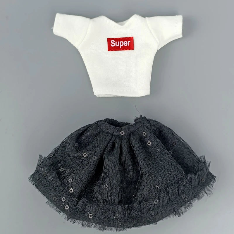 Супер кукольная одежда для кукол Барби белая футболка и черная юбка Blythe 1/6