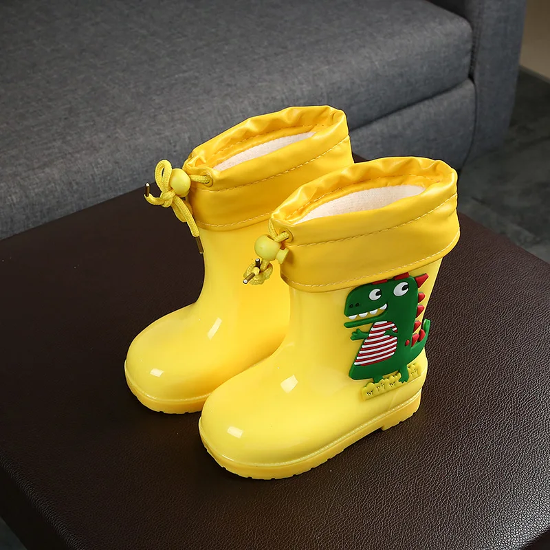 

Rain Boots Kids Winter Girl Cute 3d Dinosaur Children's Boys Boots Plush Warm Ankle Pvc Waterproof Baby Water Shoes Rainboots